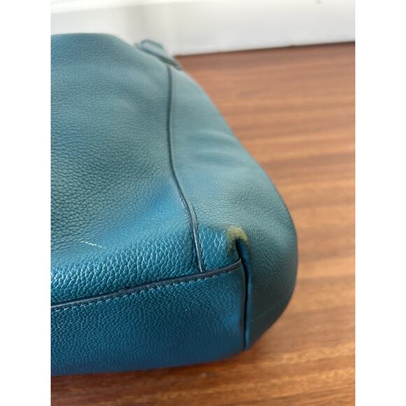 Pebbled Leather Coach Y2K Edie Hobo Shoulder Bag Blue Leather Handbag Turnlock - Picture 6 of 13